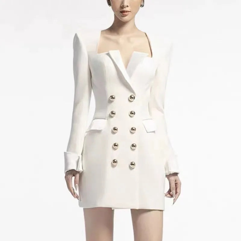 White mini blazer dress