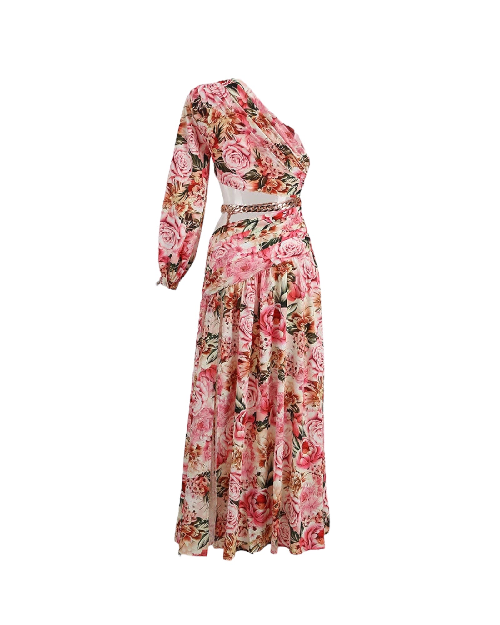 one shoulder maxi floral dress